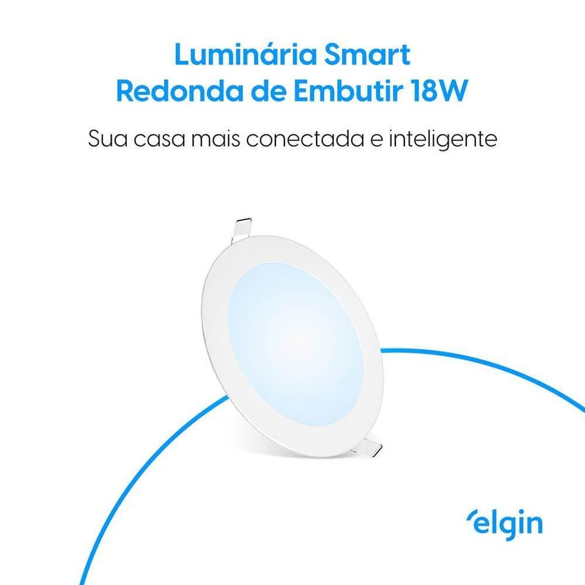 Luminária De Embutir Redonda Smart 18w Compatível Com Alexa Branco Elgin - imagem 3