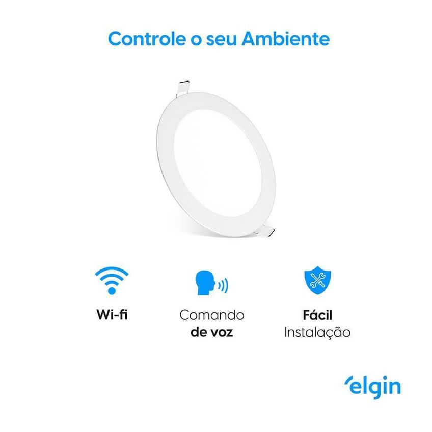 Luminária De Embutir Redonda Smart 18w Compatível Com Alexa Branco Elgin - imagem 4
