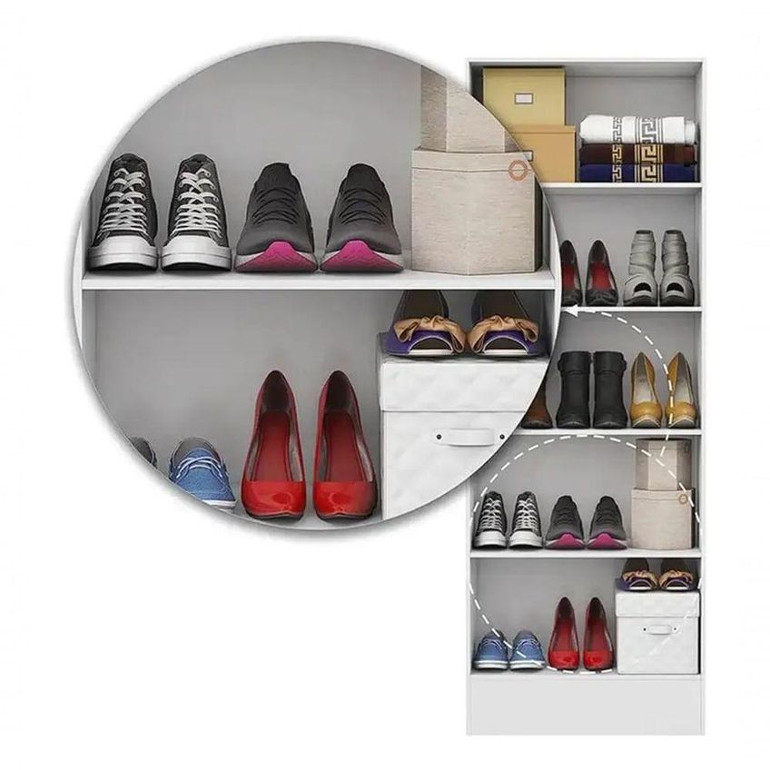 Sapateira Multiuso Marica Premium 2 Portas 2 Prateleiras 54cm Mdp Amadeirado Com Espelho Carioca - imagem 3