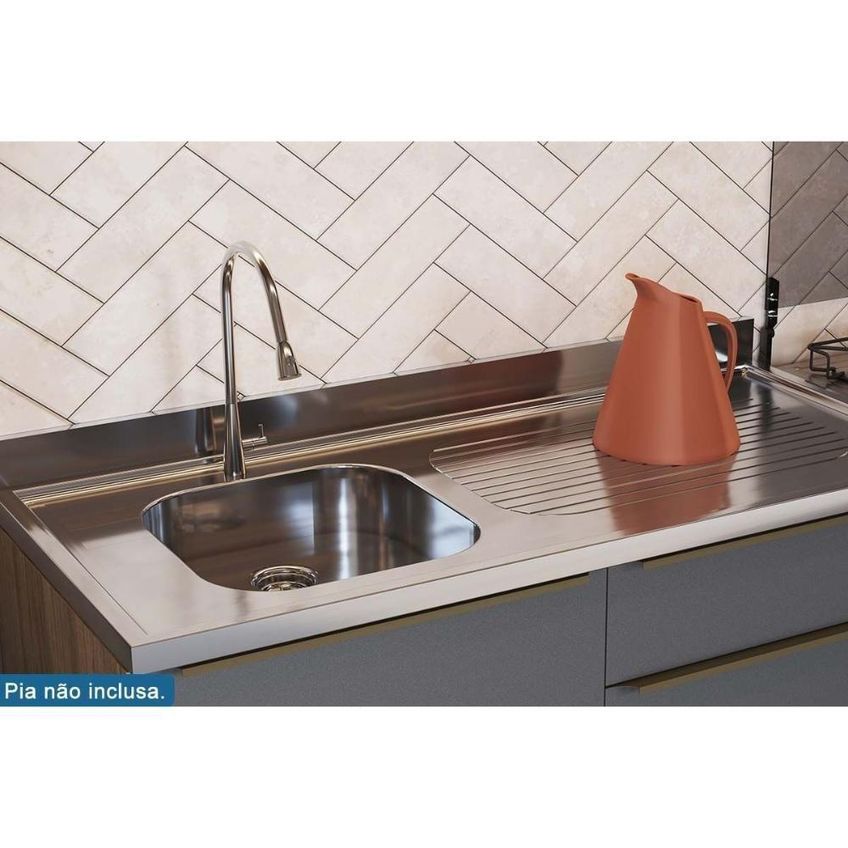 Cozinha Completa Modulada Versalis 9 Portas 3 Gavetas MDF Freijó E Cinza Argila Herval - imagem 5
