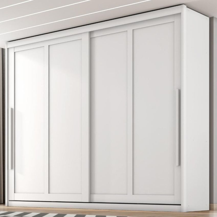 Guarda Roupa Casal Atrane 2 Portas Correr 6 Gavetas MDF Branco Absoluto Milani Movelaria - imagem 4