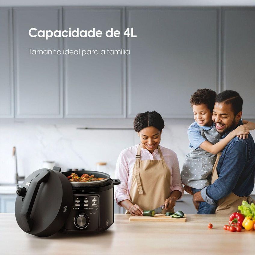 Panela De Pressão Elétrica Elgin Fast Cook 4l 900w Preto 220v - imagem 3