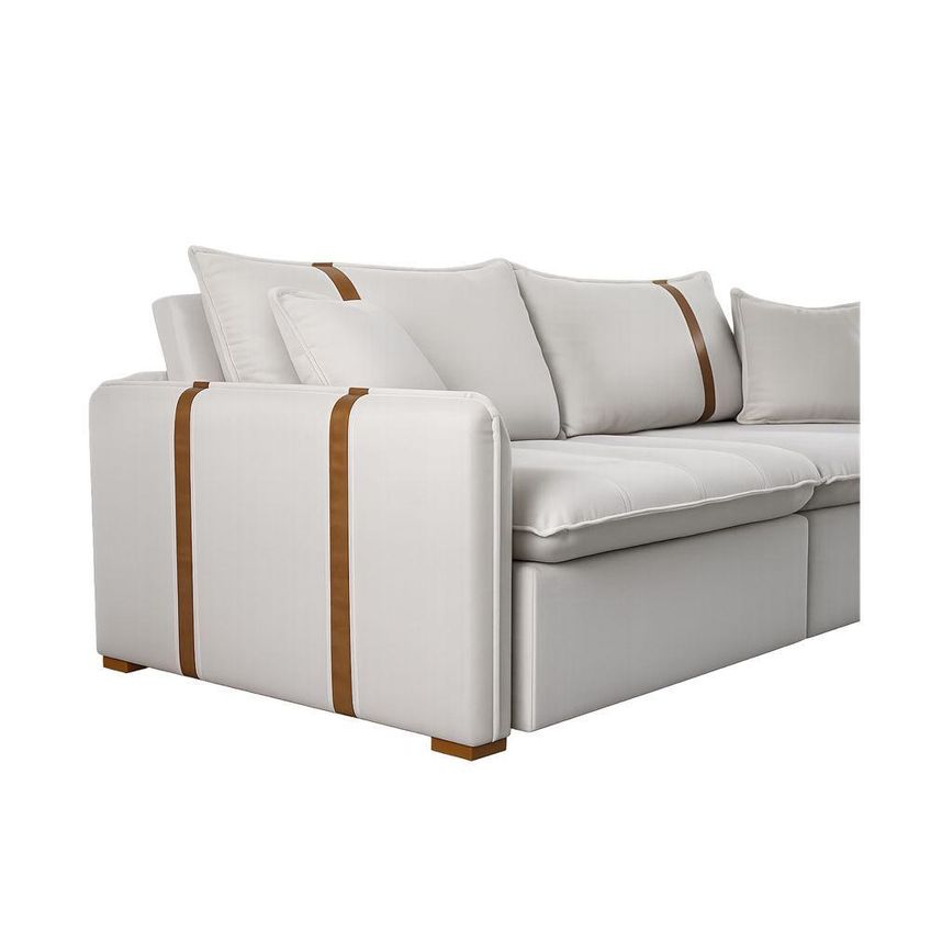 Sofá Cama Orion 2.00 3 Lugares Retrátil 200cm Bege Veludo Assento Com Abertura Total - imagem 2
