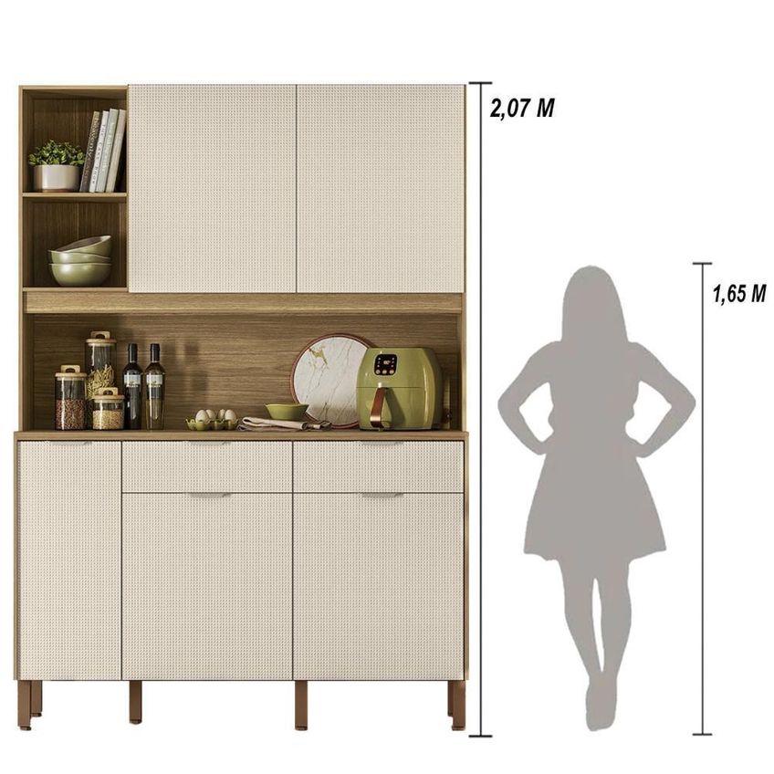 Armário De Cozinha Compacto Flora 5 Portas 2 Gavetas Mdf-mdp 144cm Kits Paraná - imagem 5