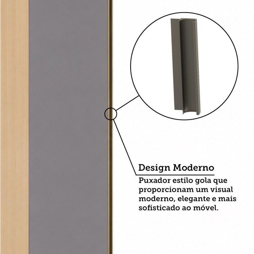 Guarda Roupa Modulado Essenza 1 Porta De Bater Sem Gavetas Mdf Mdp Carvalho Andorra-cinza Puro - imagem 2