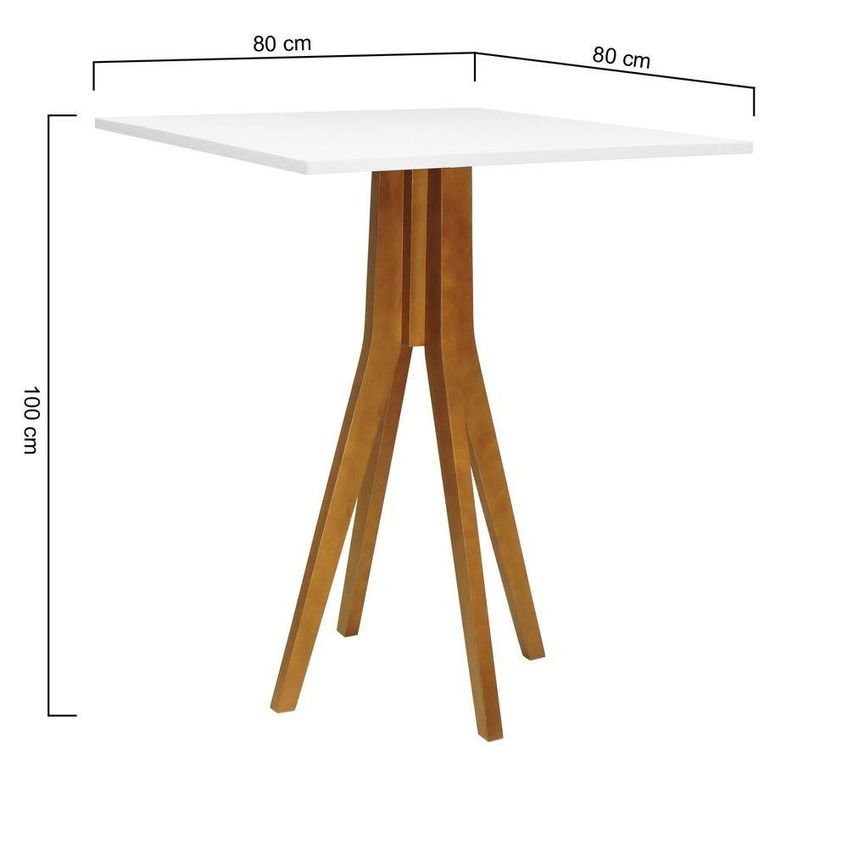Mesa Bistrô Sevilha Sem Porta Sem Gavetas Madeira Maciça E Mdf Decorise 80cm Amêndoa - imagem 3
