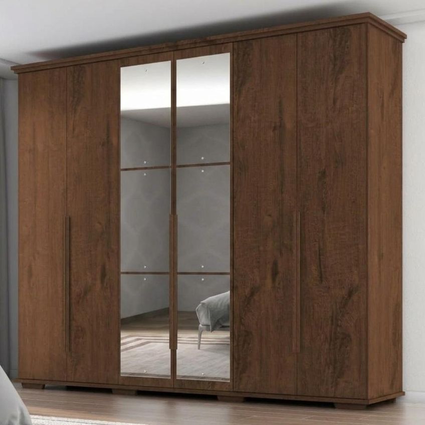 Guarda Roupa Casal 6 Portas Com Espelho Rest 273 Cm Jacaranda Zanz - imagem 2