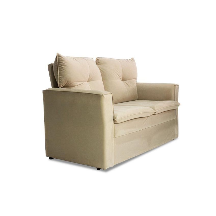 Sofá Mobi 2 Lugares Fixo 150cm Bege Suede Pequeno Para Sala Moderno Herrero - imagem 3