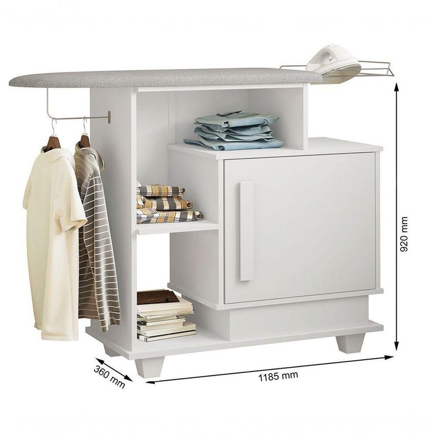 Tábua De Passar Roupas Havai Sem Porta MDF 118,5cm Branco RV Móveis - imagem 4