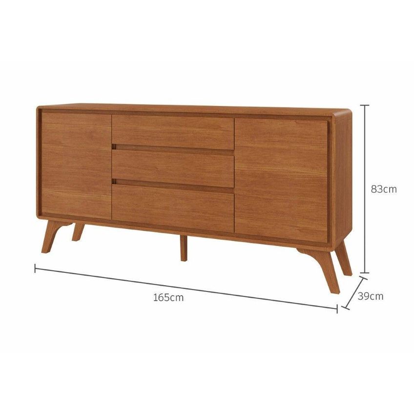 Buffet Ares 2 Portas 2 Prateleiras MDF Com Pés Reguláveis Naturalle Mavaular Móveis 165cm - imagem 3