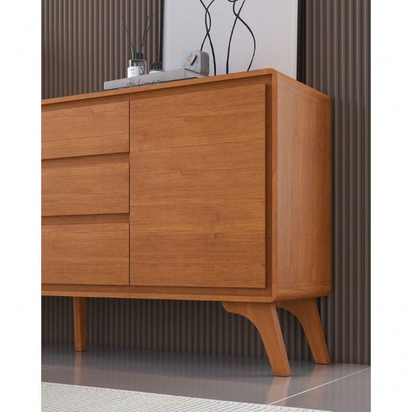 Buffet Ares 2 Portas 2 Prateleiras MDF Com Pés Reguláveis Naturalle Mavaular Móveis 165cm - imagem 4