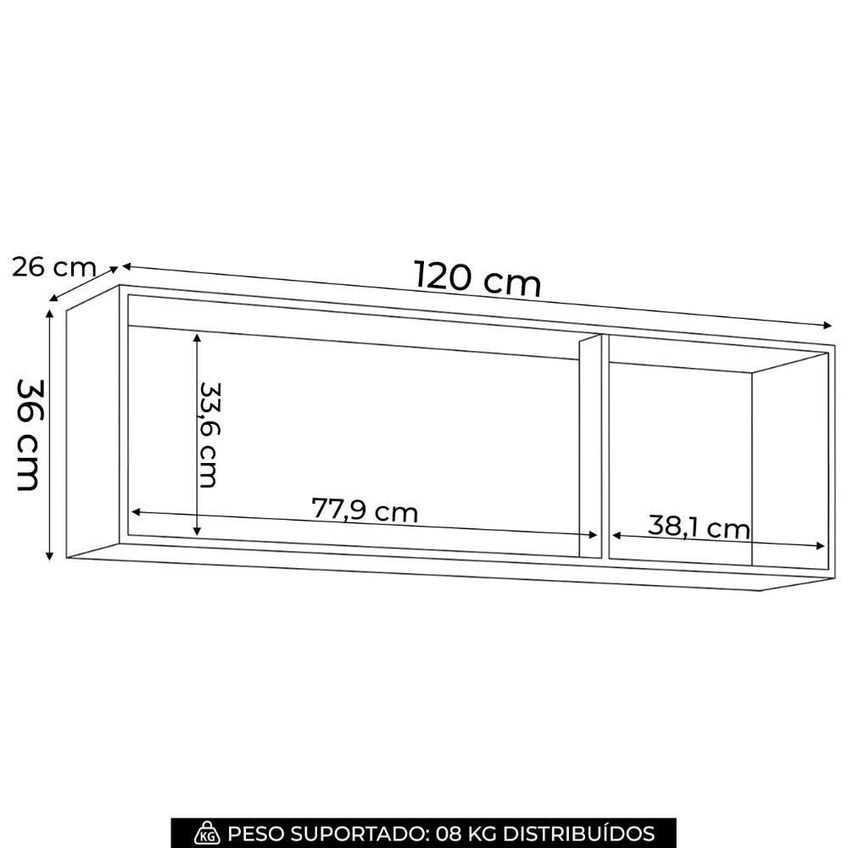 Armário Aéreo Classic Ripado Damasco Z46 120cm 3 Portas MDF Bater Café - imagem 4