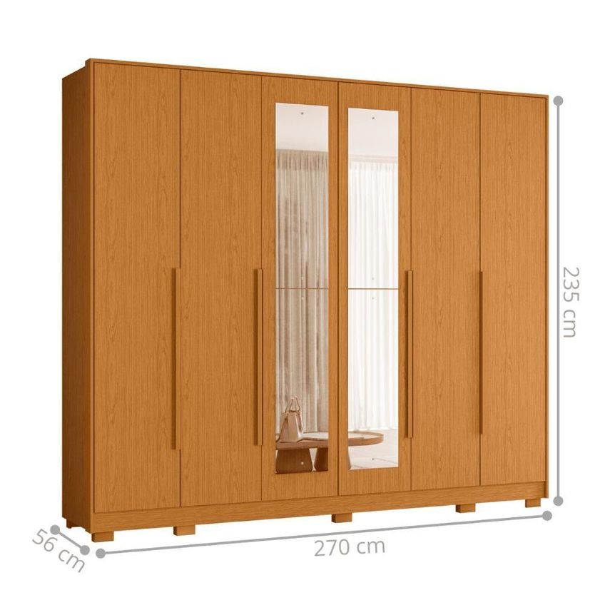 Guarda Roupa Grande 6 Portas De Bater 6 Gavetas MDP Cinamomo Mais De Casa - imagem 3