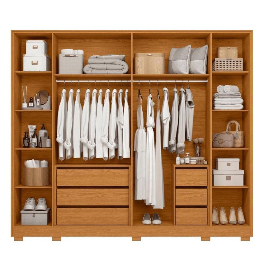Guarda Roupa Grande 6 Portas De Bater 6 Gavetas MDP Cinamomo Mais De Casa - imagem 4