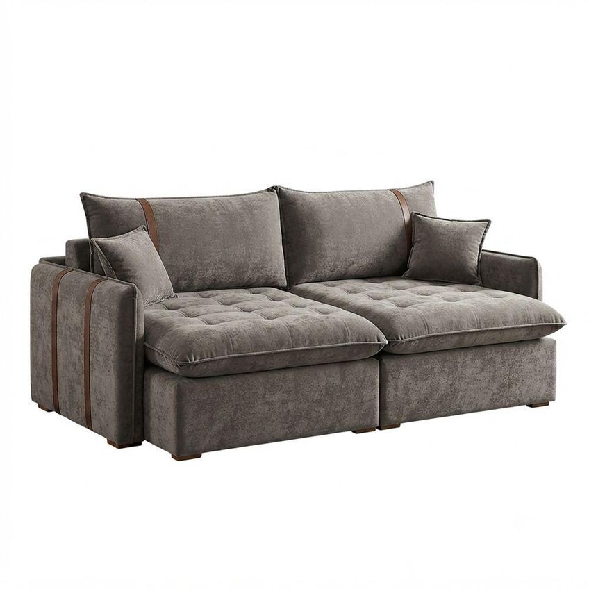 Sofá Cama Orion 3 Lugares Retrátil E Reclinável 160cm Cinza Veludo - imagem 3