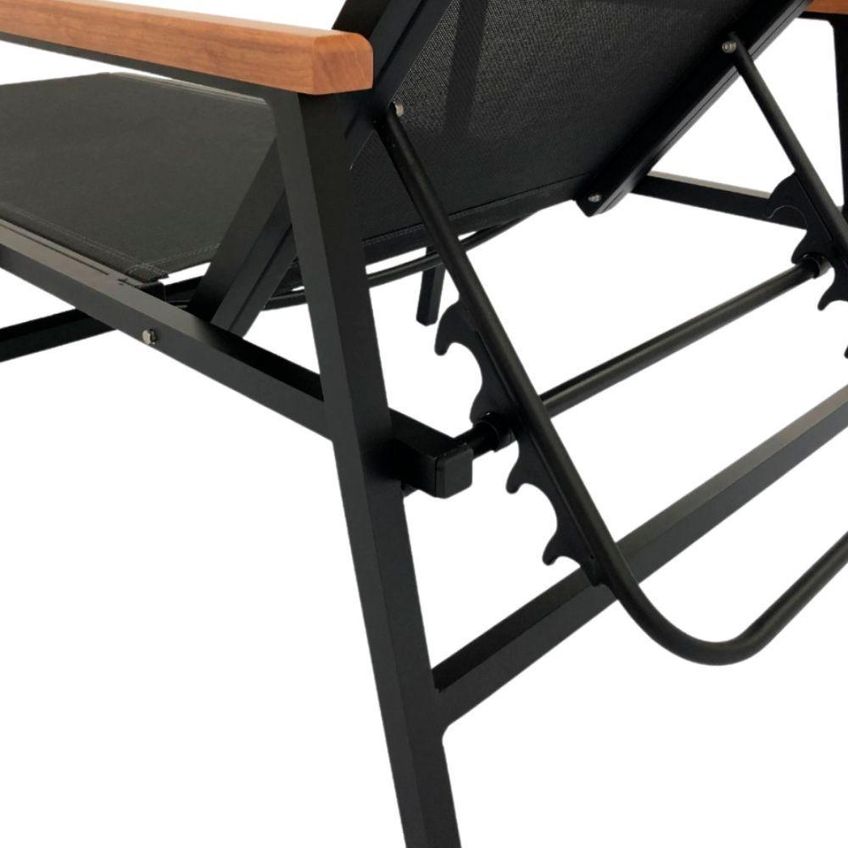 Kit 2 Espreguiçadeiras Amélia Reclinável Alumínio Assento Em Tela Sling 5 Posições Preto Nossa Kasa - imagem 3