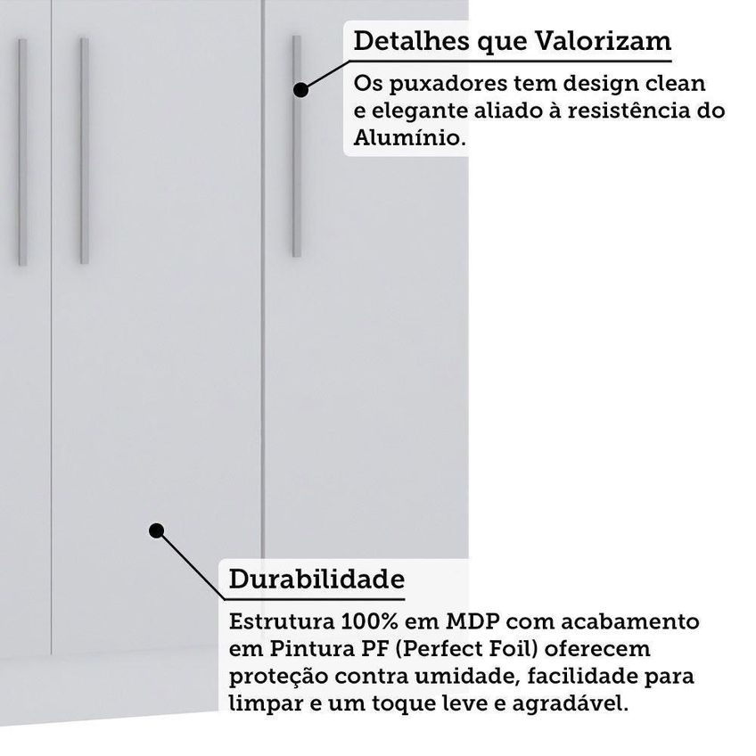 Guarda Roupa Modulado Alpes 3 Portas De Bater 2 Gavetas Mdp Branco Pf-branco Pf Luciane Móveis - imagem 4