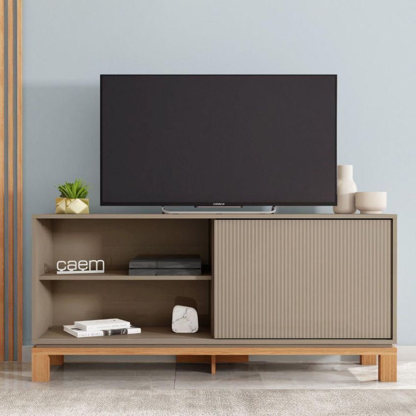 Rack Para TV Mondrian 1.3 Até 55 Polegadas MDP MDF Sued MR-Freijo Caemmun Móveis - imagem 4