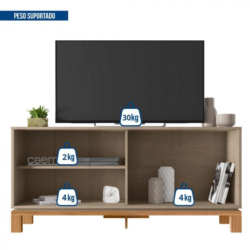 Rack Para TV Mondrian 1.3 Até 55 Polegadas MDP MDF Sued MR-Freijo Caemmun Móveis - imagem 5