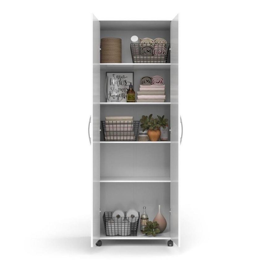 Organizador Armário Com Rodízios 2 Portas 4 Prateleiras MDF-MDP 67cm Mais De Casa - imagem 3