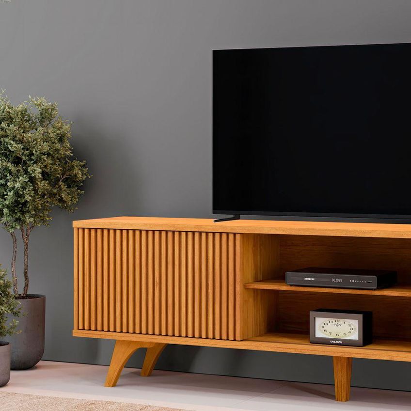 Rack Siena 180 Para TV 65 180cm MDP com Pés Naturale Sala Estar Mavaular Móveis - imagem 3