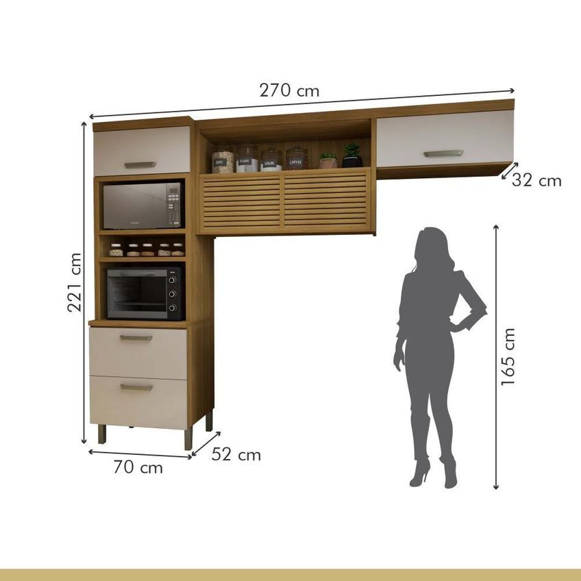 Cozinha Completa Princesa 4 Portas 1 Gaveta MDF Off White Nesher Móveis - imagem 3
