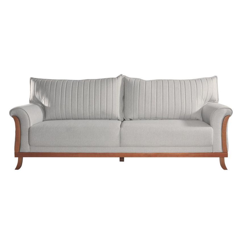 Sofá Vitória 4 Lugares 220cm Bege Linho Fixo Living Blossom Casa - imagem 3