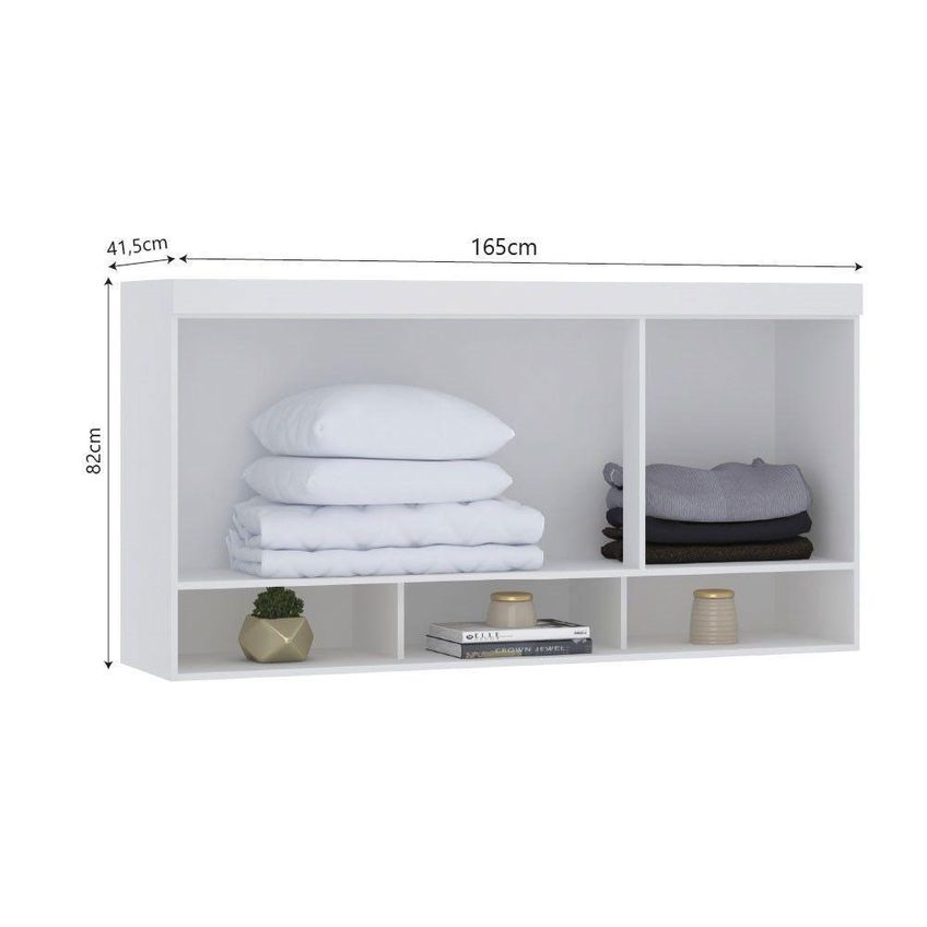 Armário Aéreo Maleiro 165cm 3 Portas MDF-MDP Correr Branco Luciane Móveis - imagem 4