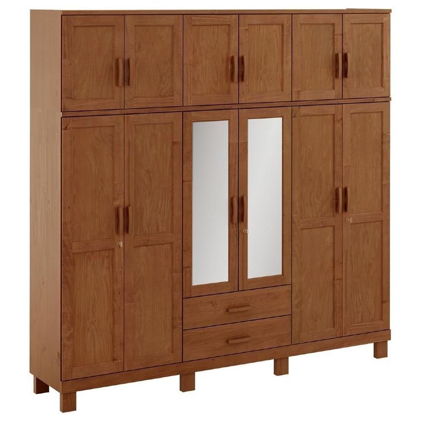 Guarda Roupa Casal Giana 12 Portas De Bater 2 Gavetas MDF-MDP Castanho MPOZENATO 225cm - imagem 3