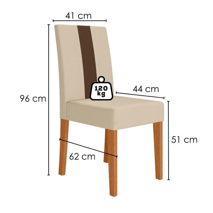Kit 2 Cadeiras De Jantar 40009 Mdf Suede Aveludado E Courino Marfim Poliman Móveis - imagem 3