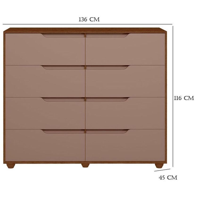 Guarda Roupa Solteiro Doble 4 Portas De Bater 4 Gavetas Mdp Cômoda Flex Nogueira Capuccino 160cm - imagem 5
