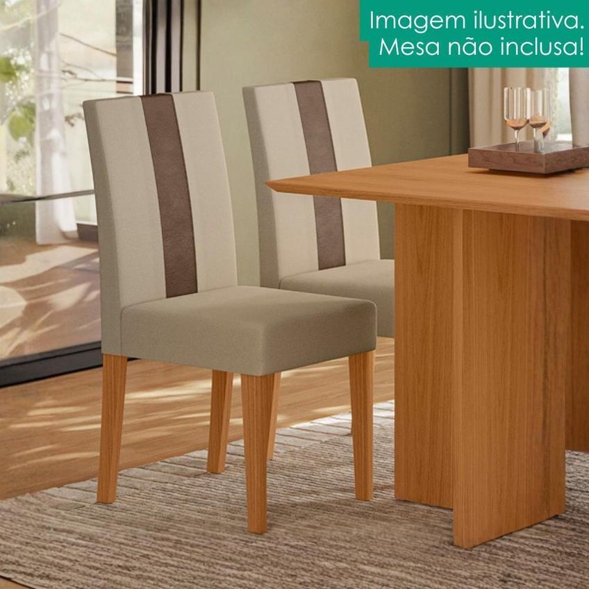 Kit 2 Cadeiras De Jantar 40009 Mdf Suede Aveludado E Courino Marfim Poliman Móveis - imagem 4
