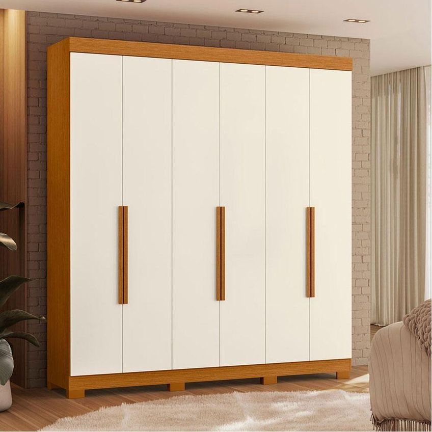 Guarda Roupa Casal Vinci 6 Portas E Cômoda Sole 4 Gavetas Mdp Cinamomo Off White Albatroz Móveis - imagem 5