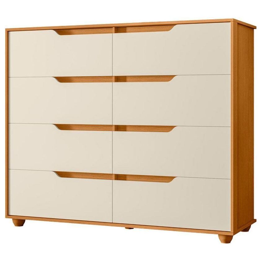 Guarda Roupa Casal E Cômoda Vinci 6 Portas De Bater 8 Gavetas Mdp Cinamomo E Off White Albatroz - imagem 3