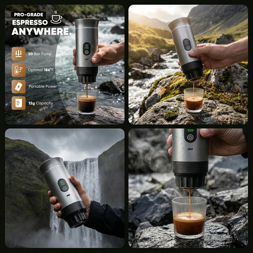 Máquina De Espresso Portátil Petinbox 20 Bar Recarregável 3 Em 1 Com Display Inteligente - imagem 3