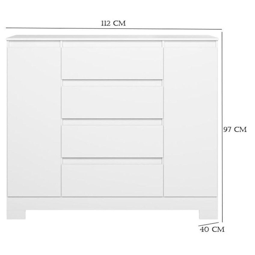 Guarda Roupa Solteiro Doble 4 Portas Com Espelho E Cômoda Sapateira Atena 4 Gavetas Mdp Branco Flex - imagem 5