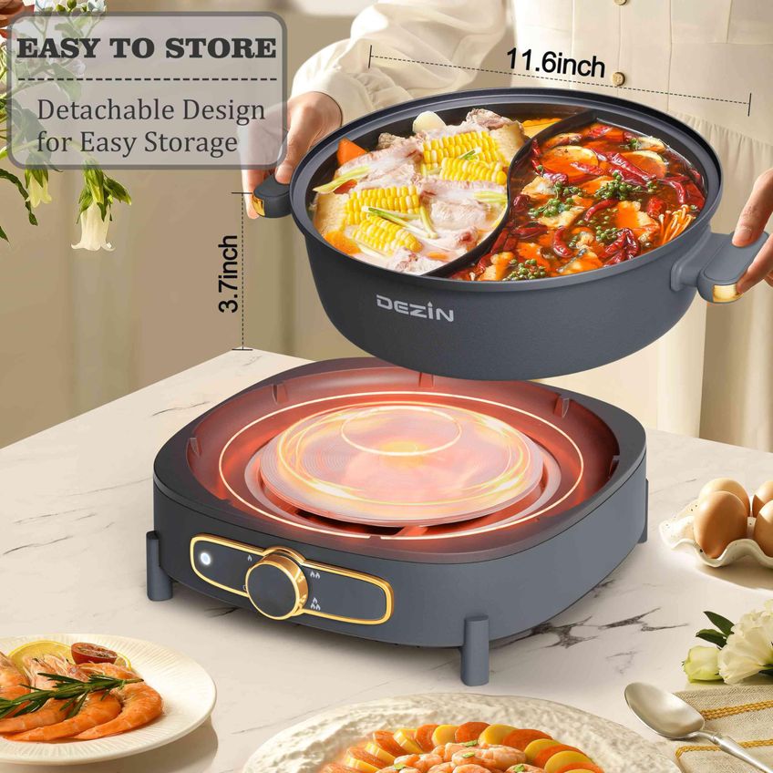 Panela Elétrica Dezin 6l Double Flavor Shabu Pot - imagem 4