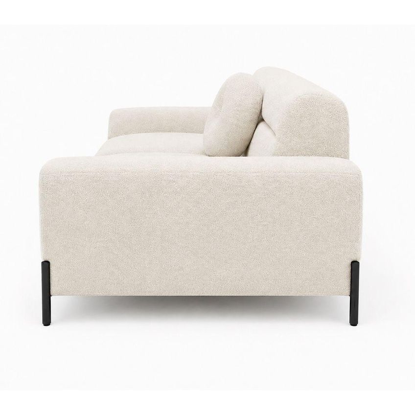 Sofá Arezzo 2 Lugares 180cm Off White Bouclé Pés Preto Sala Estar Moderna Sallar Home - imagem 4