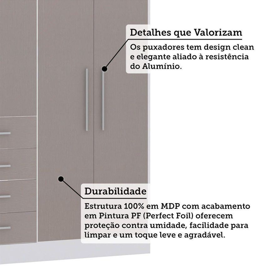 Guarda Roupa Modulado Alpes 4 Portas De Bater 4 Gavetas Mdp Branco Pf-cinammon Pf Luciane Móveis - imagem 3