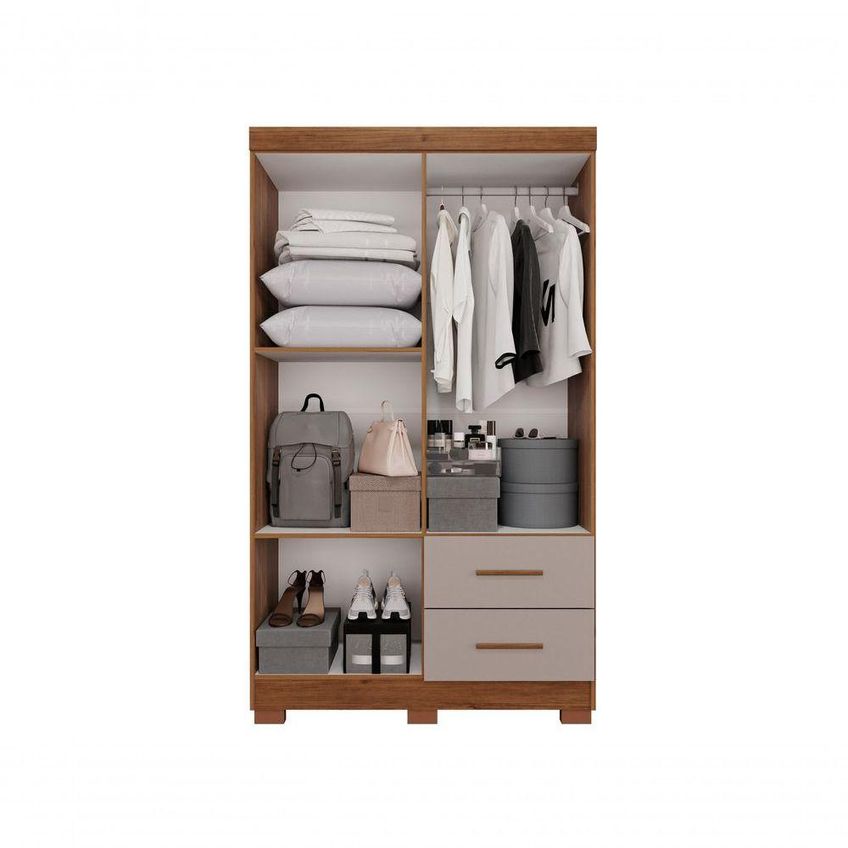 Guarda Roupa Solteiro Estrela Premium 4 Portas De Bater 2 Gavetas Mdp Cinamomo Off White Sallêto - imagem 5