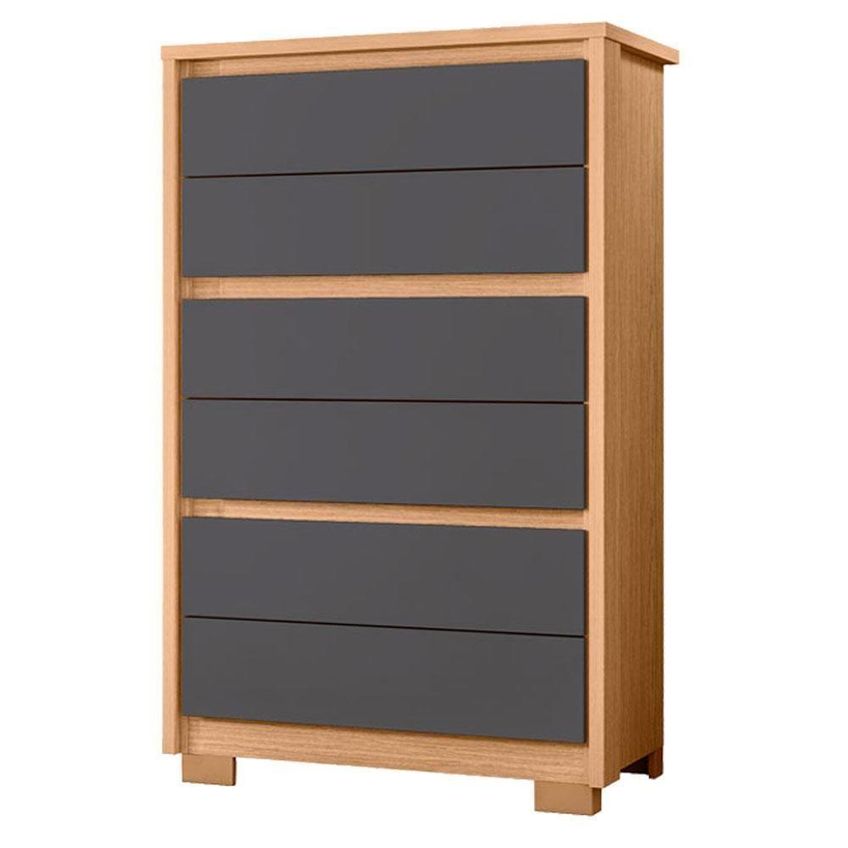 Guarda Roupa Solteiro Com Cômoda Doble 4 Portas De Bater 4 Gavetas Mdp Freijo Titanium Albatroz - imagem 4