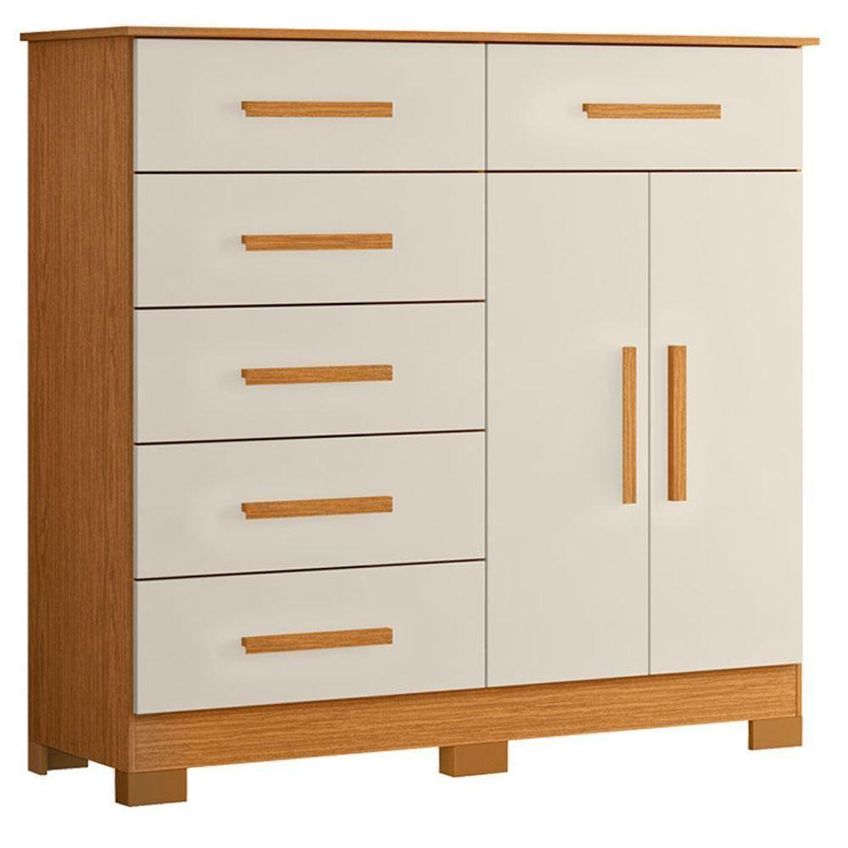Guarda Roupa Casal Vinci 6 Portas De Bater 3 Gavetas Mdp Cinamomo Off White Albatroz Móveis - imagem 4