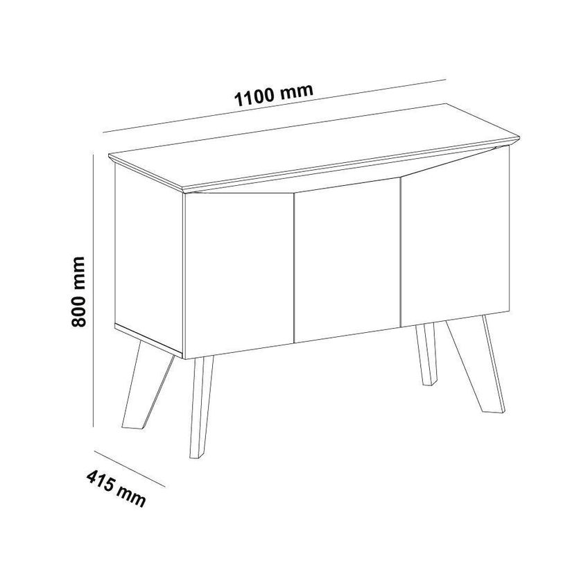 Buffet Oásis Moderno 3 Portas 3 Prateleiras MDF-MDP 110cm Cinamomo E Off White - imagem 3