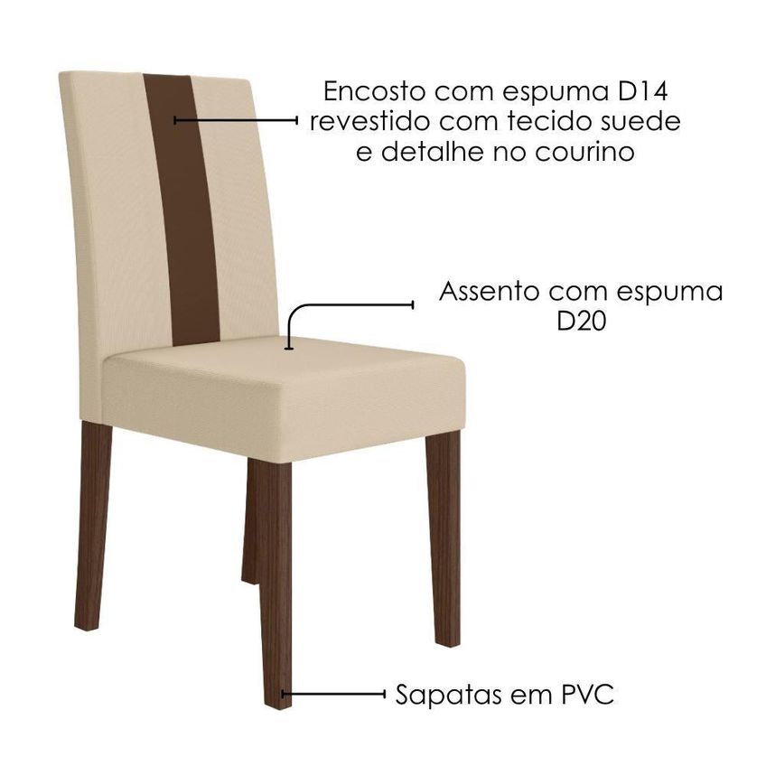 Kit 2 Cadeiras De Jantar Linea Estrutura Em Mdf Estofado Em Suede Amendoa Marfim Poliman Móveis - imagem 4