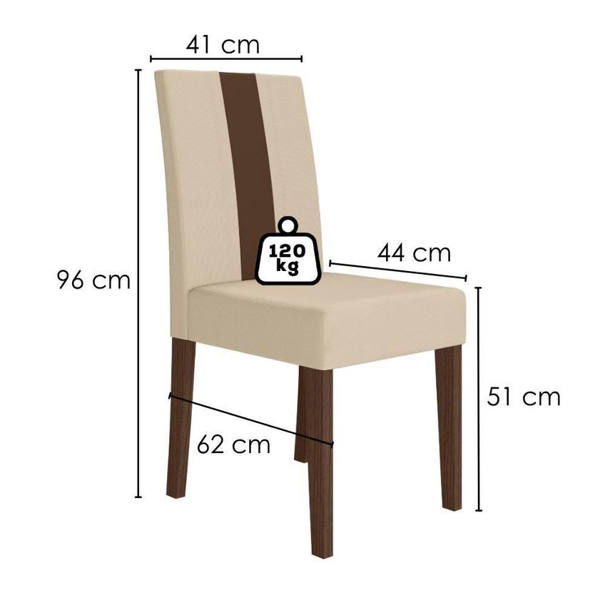 Kit 2 Cadeiras De Jantar Linea Estrutura Em Mdf Estofado Em Suede Amendoa Marfim Poliman Móveis - imagem 5