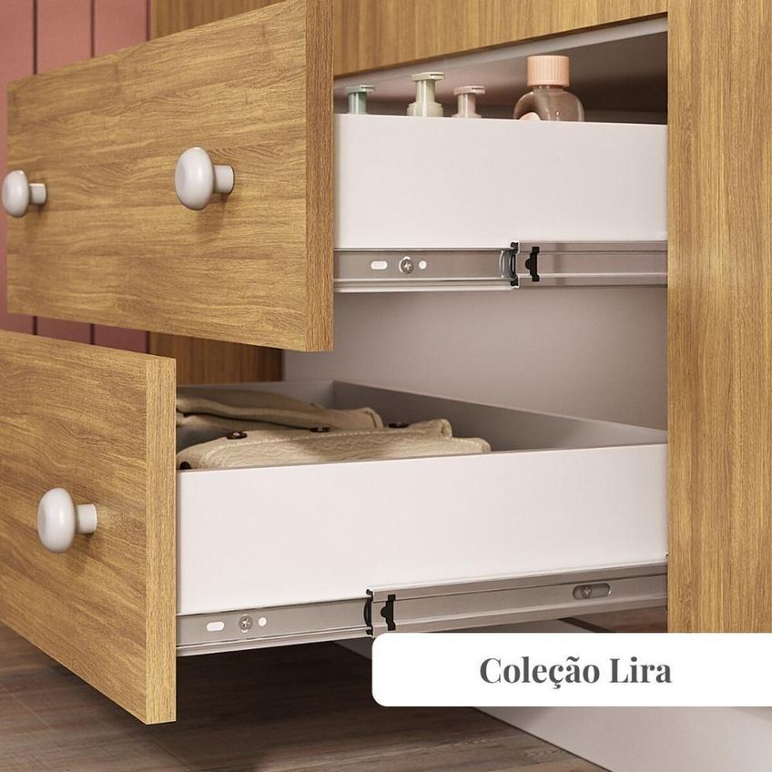 Conjunto De Quarto Cama Com Colchão E Guarda Roupa 4 Portas 2 Gavetas Mdp Branco Multimóveis - imagem 4