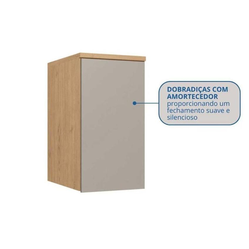 Armário Aéreo Allure 40cm 1 Porta MDP de Bater Cinza Linea Brasil - imagem 4