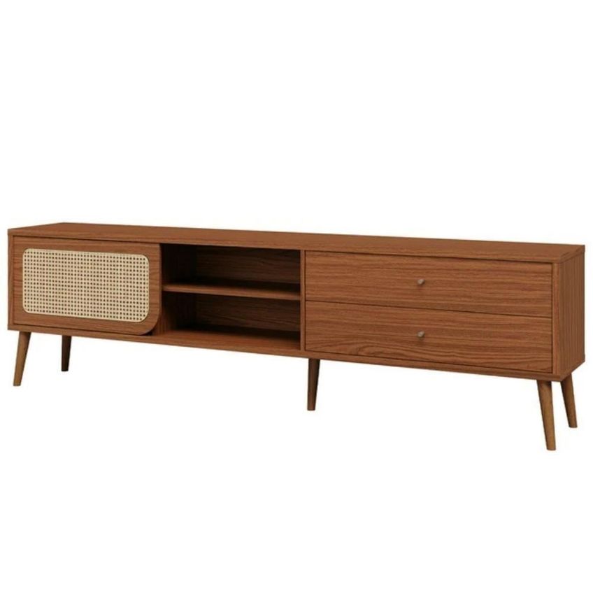 Rack Para TV TB311PN 60" 220cm MDF com 2 Gavetas Marrom Dalla Costa Móveis - imagem 3