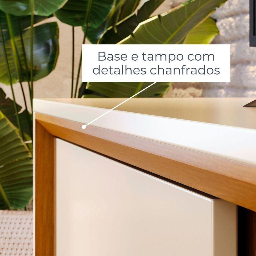 Rack Com Painel Para TV 65" 179cm MDP-MDF Cinamomo E Off White Madetec Móveis - imagem 4