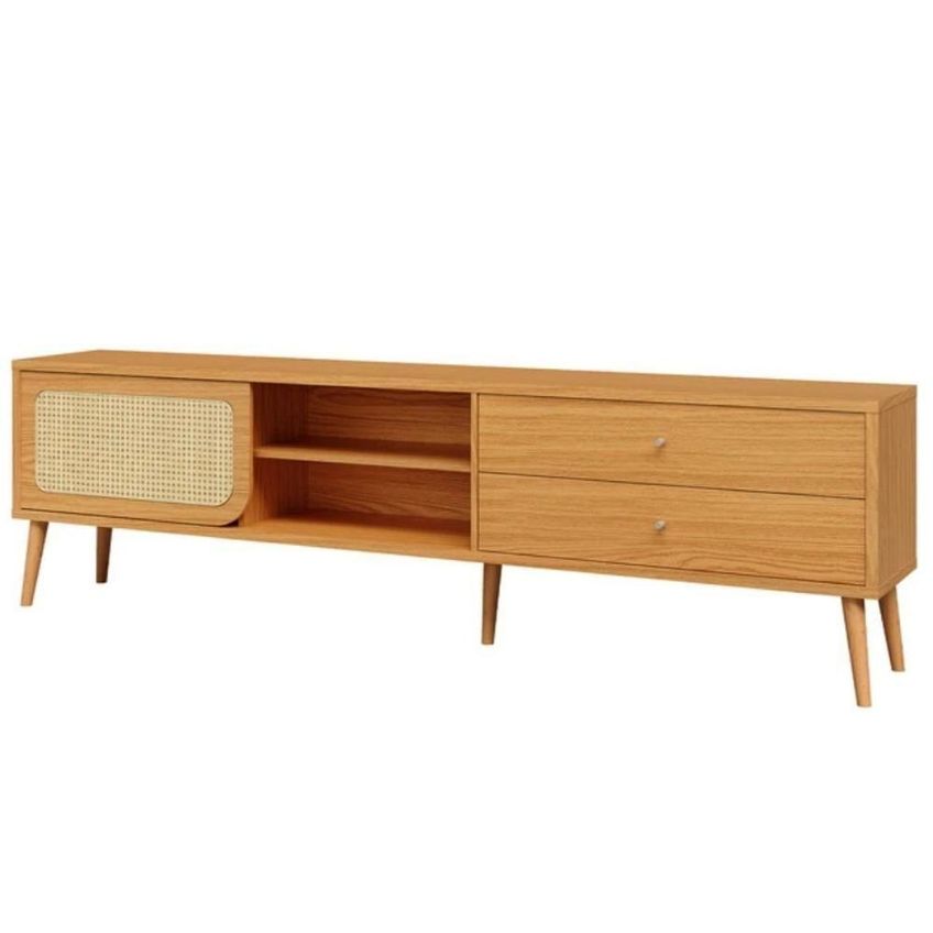 Rack Para TV Curve 60" 220cm MDF Com 2 Gavetas Carvalho Rosé Dalla Costa Móveis - imagem 5
